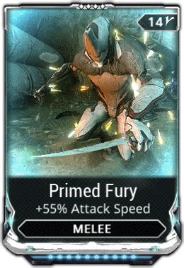 Primed Fury は Fury FuryのPrime版で近接武器の攻撃速度を増加させる。 このModは デイリートリビュートで入手できる。200、 400、 600と 900日目にマイルストーン報酬として登場し Primed Fury Primed Fury、 Primed Shred Primed Shredと (400日以上の場合) Primed Sure Footed Primed Sure Footedの中から選択できる。 Hotfix: Lunaro 4 ... . 