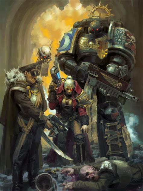 Warhammer 40k artwork. Throughout the Warhammer 40K universe humans and xenos alike have iconography to tell you where they are from or whom they belong to; this could be the regiment that they belong to or their chapter or clan. Just as much as a drawing or painting of a battle the iconography is just as important and a piece of art. I’ve … 