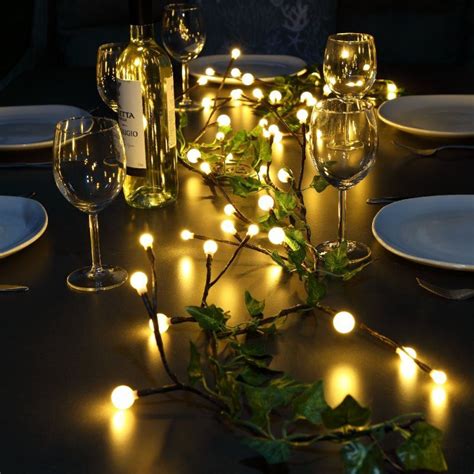 Warm White LED Flexible Long Twig Berry & Ivy Branch Garland …