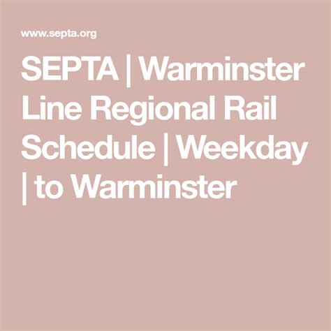 Warminster septa schedule pdf. Penn Medicine Combined Schedule (PDF) Serving Bucks, Chester, Delaware, Montgomery, and Philadelphia counties. Call (215) 580-7800 or TDD/TTY (215) 580-7853 for Customer Service. 