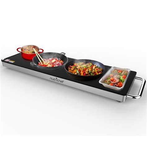 Chefman Electric Warming Tray with Adjustable Temperature Control, Glass  Top Large 21”x16” Surface Keeps Food Hot,Black