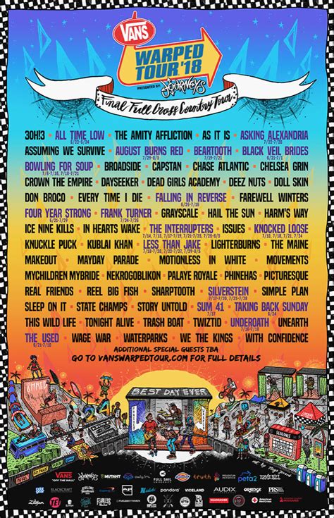 Warped tour. Warped Tour 2024 Lineup. The vans warped tour, the summer traveling punk rock summer camp that helped launch the careers of some of the biggest names in music, called it quits for good. Deep purple will also head down under to australia next month for a series of festival shows and have a european run 