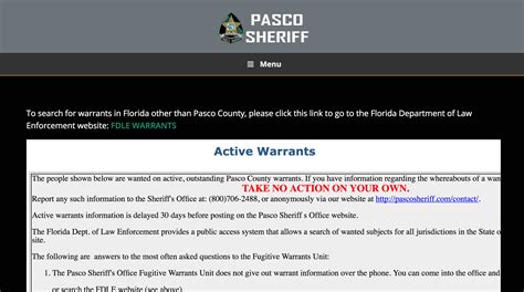 Warrant search pasco county fl. Find out if you or someone else has a warrant out for their arrest in Pasco County, Florida, free of charge. 
