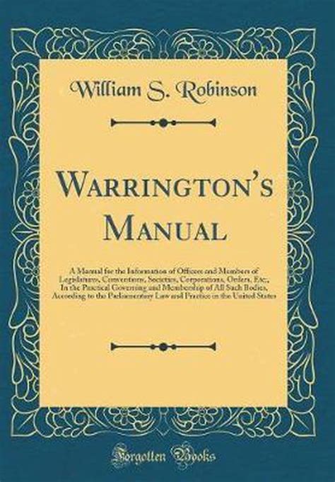 Warringtons manual by william s robinson. - Manuali di riparazione per macchine da cucire singer 258.