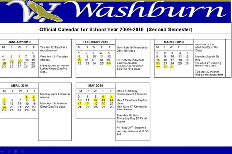 Washburn Rural Calendar