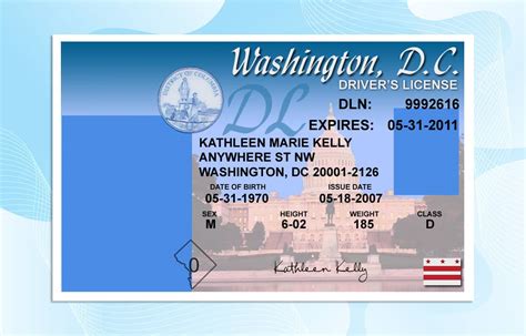 Washington DC Drivers License Template In PSD Format