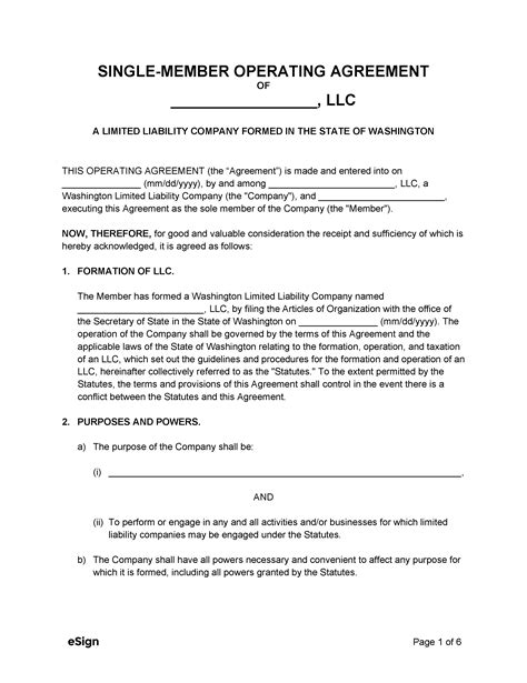 Washington LLC Operating Agreement TRUiC - Limited Liability ...