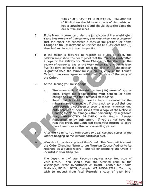 Washington Name Change Instructions and Forms Package for a Minor