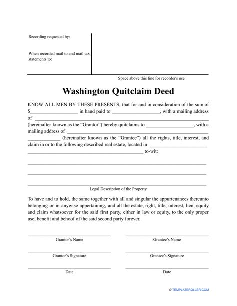 Washington Quitclaim Deed Form the Form in Seconds Fill Out and Sign