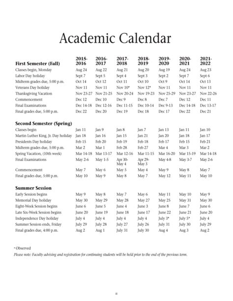 Washington State Academic Calendar