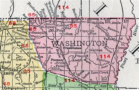 Washington parish map.  Washington Parish Map showing cities, highways, V...