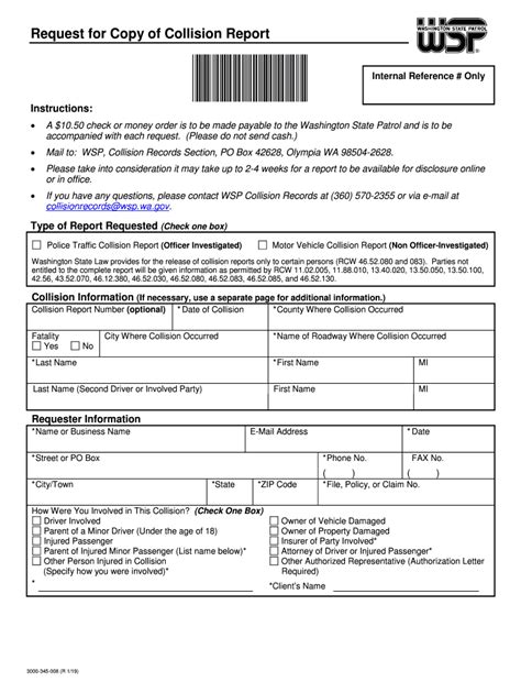 Washington state patrol accident report.  Request Washington State Patrol...