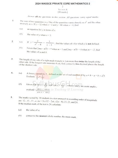 Wassce 2024 core maths questions pdf free download.  Access comprehensive...