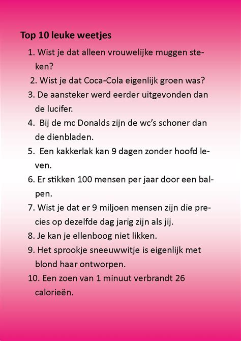 Wat zijn 10 leuke weetjes