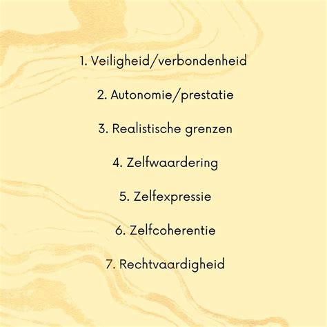 Wat zijn de 7 basisbehoeften