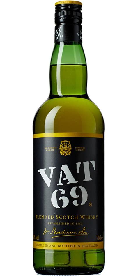 Wat69 price. Best price and availability at The Whisky Exchange. Buy now $29.27 (£25.45) VAT 69 75cl is a bottling of VAT 69, a Scotch Whisky which has no age statement. This whisky was bottled at the standard strength of 40% ABV and comes in a 75cl bottle. 