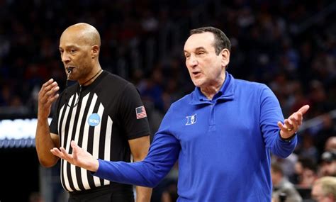 Watch: Coach K hilariously calls foul on ref after collision with Du…