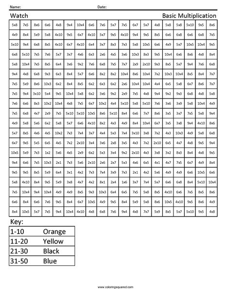 Watch Basic Multiplication Coloring Squared