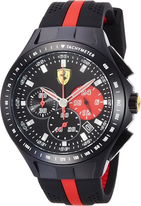 Year of manufacture: 2009. Retail price at introduction: $12,600. Quick Facts Ferrari Engineered by Panerai Scuderia Chronograph Reference FER00034 (yellow) and FER00028 (red) Case: 45 x 16.75 mm, stainless steel, crown with Ferrari logo, steel case back, water resistance 100 m.. 