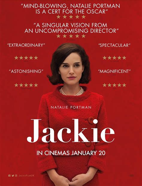 Film. (2016) Biographical drama. Natalie Portman portrays Jackie Kennedy in the days following the assassination of her husband, as she strives to deal with private grief and …. 