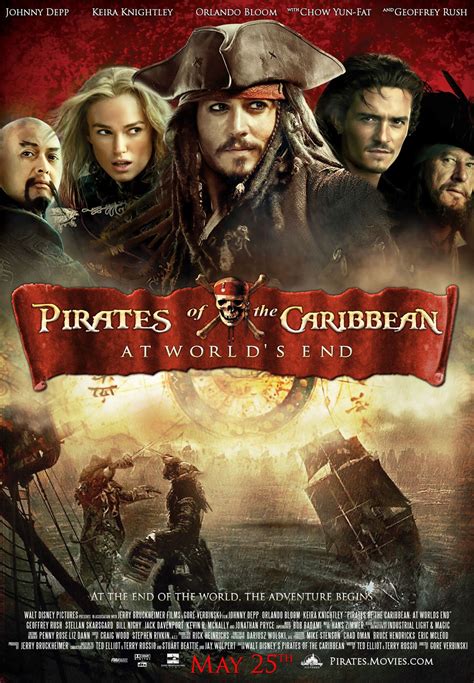 Watch pirates of the caribbean at worlds end. Pirates of the Caribbean: At World's End: Directed by Gore Verbinski. With Johnny Depp, Geoffrey Rush, Orlando Bloom, Keira Knightley. Captain Barbossa, Will Turner and Elizabeth Swann must sail off the edge of the map, navigate treachery and betrayal, find Jack Sparrow, and make their final alliances for one last decisive battle. 