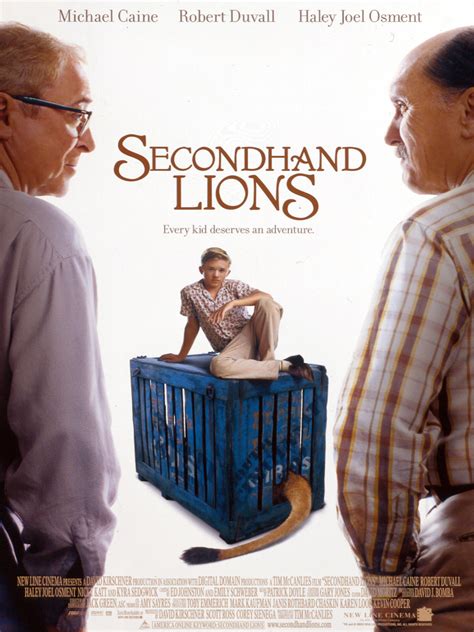 Subscribe Now. Secondhand Lions on DVD February 3, 2004 starring Michael Caine, Robert Duvall, Haley Joel Osment, Kyra Sedgwick. "Secondhand Lions" follows the comedic adventures of an introverted 14 year-old boy ….