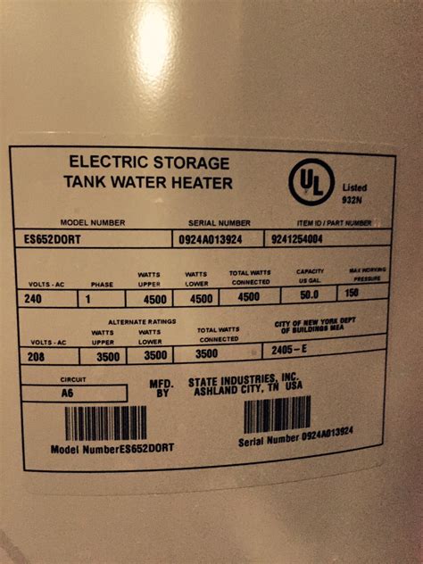 Water Heater Date of Manufacture by Serial Number