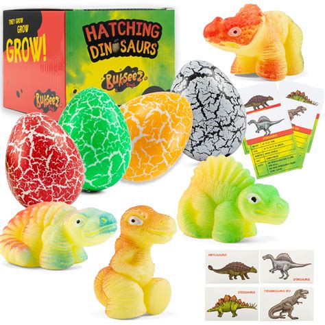 FUN TO GROW: Kids as young as 3 will find these hatching dinosaur eggs a breeze to use. . 