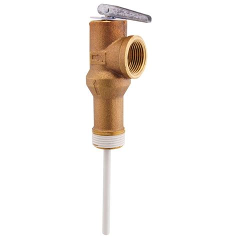 Water heater pressure relief valve. Note also the operating pressure of the point of use water heater relief valve: input pressure must be limited to 3.5 bar (50 psi), and the valve opens at 6 bar (87 psi) In contrast a typical residential water heater pressure / temperature relief valve such as the Rheem Protech shown below responds at a higher range: 