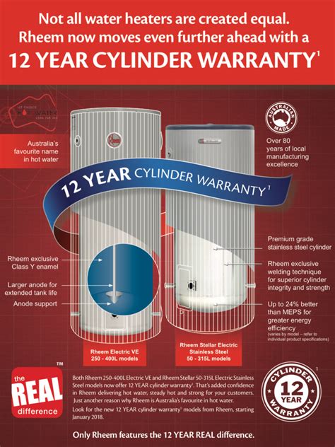 Water heater warranty. Rheem offers a comprehensive warranty that covers defects in workmanship and materials for a range of water heater models. This warranty provides protection for the water tank, parts, and labor required for replacement or repair. The duration of the warranty varies depending on the type and model of the water heater. 
