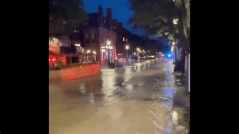 Water main break floods Newbury Street in Boston
