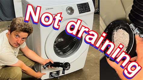 Water not draining from washer. When a washer won’t drain or spin, it’s often due to clogs in the drainage system. Start by inspecting the drain hose for any damage, leaks, or blockages. Ensure that it’s properly connected to both the washer and the drain pipe. Position the end of the hose at an appropriate height to prevent siphoning. 
