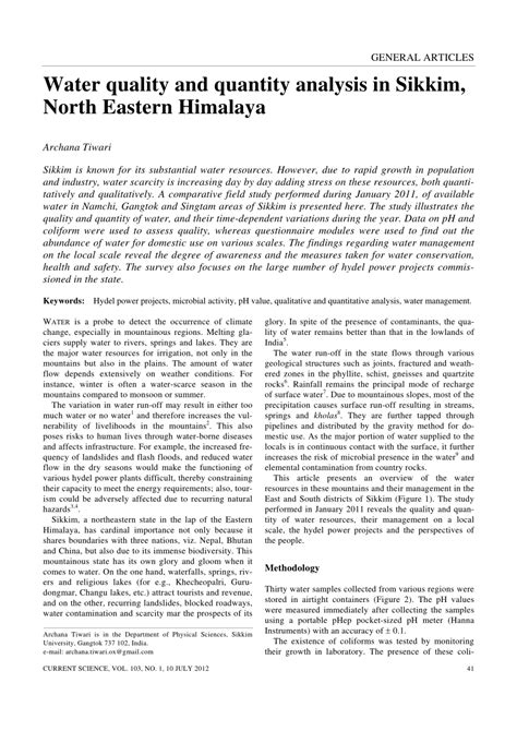 Water quality and quantity analysis in Sikkim, North Eastern …