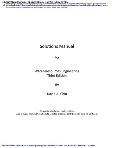 Water resources engineering 3rd edition solution manual. - 2001 chrysler town country service diagnostic manual.