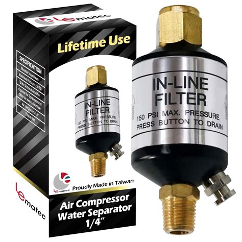 Water separator for air compressor. 3 Pcs Compressed Air Filter Water Oil Separator 1/4 Inch NPT Inlet and Outlet Airbrush Filter Moisture Separator for Air Line Compressor Fitting, 90 PSI 4.3 out of 5 stars 671 1 offer from $13.99 