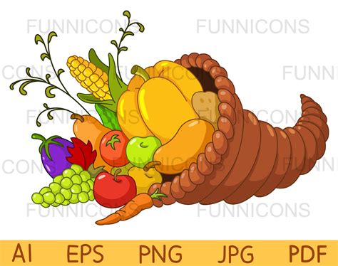 Watercolor Thanksgiving Clipart - Horn of Plenty, PNG