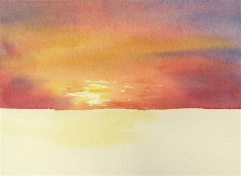 Watercolor painting of warm red sky - Painting With …