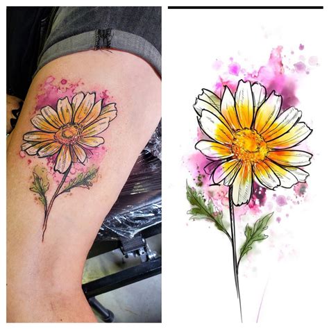 Watercolor tattoo Watercolor Daisy Tattoo by Bryan Sanchez from Into