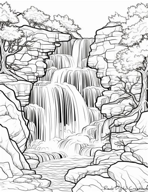 Waterfall Coloring Pages Printable