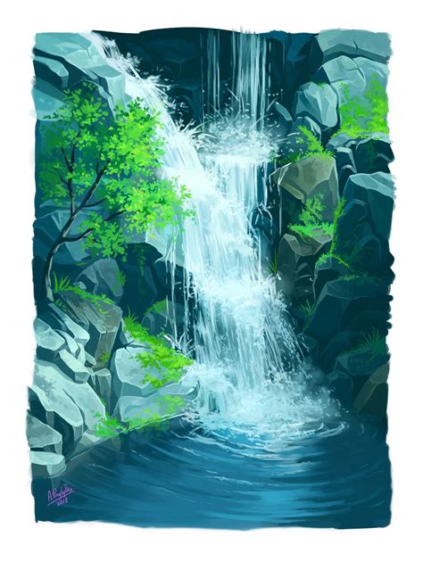 Waterfall drawing. 