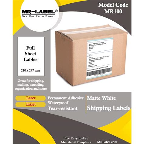 Waterproof Plastic Labels Fast Next Day Delivery - A4 Labels