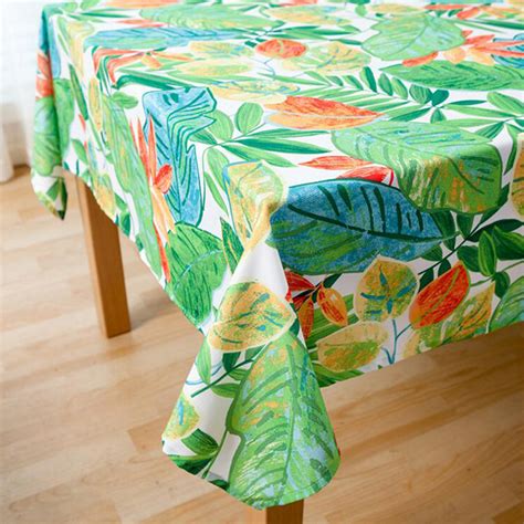 Waterproof Tablecloths Square Dining Table Cloth Tropical Green ...