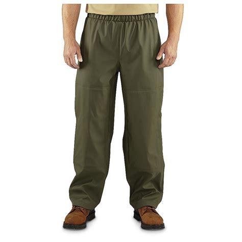 Waterproof work pants. Water resistant yet breathable, these rain pants come in multiple inseam lengths, have a tailored cut, and offer features such as ankle zippers and side pockets. … 