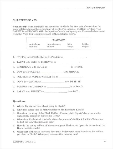 Watership down novel ties study guide. - Antigone study guide packet prologue answers.