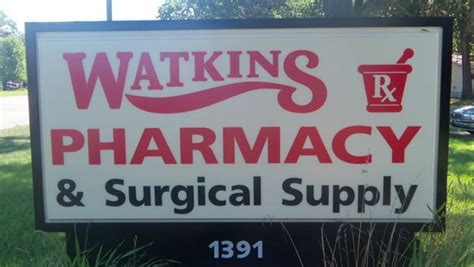 Notice of Change in Opening Hours at Watkins Pharmacy. Please note that starting on Sunday, May 16th, the opening hours of Watkins Pharmacy will be changed as follows until further notice: Store Hours: Mon-Fri 8:30am - 6pm Saturday 8:30am – 6pm Sunday CLOSED. Pharmacy Hours: Mon-Fri 9am – 6pm Saturday 9am – 3pm Sunday CLOSED. 
