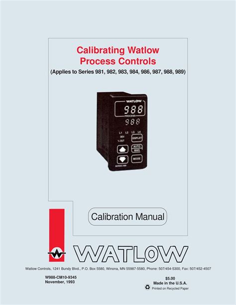 Watlow series 981 user manual or. - Reseau des voies ferrées sous paris.