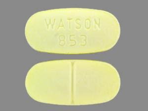 Watson 853 yellow. yellow: Score: 2 pieces: Shape: OVAL (CAPSULE SHAPED) Size: 14mm: Flavor: Imprint Code: WATSON;853 Contains 