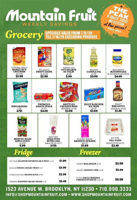 Claim this page to get started on WatsOnSale. Contact. 3523 Avenue S, Brooklyn, New York . Send a message . About. ... Mountain Fruit Supermarket. No current specials ...