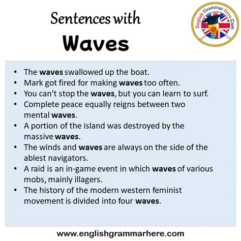 Wave sentence. Definition of Wave. to move one’s hand back and forth as a signal, usually a greeting. Examples of Wave in a sentence. I gave a quick wave to my neighbors and then went inside by house. 🔊. Many of the people at work think I am rude because I don’t wave back when they give a greeting. 🔊 