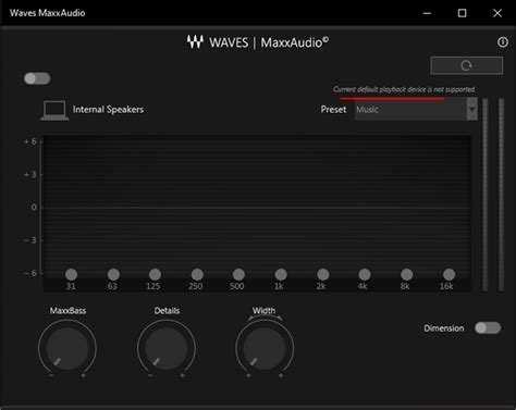 Waves maxxaudio pro current default playback device is not supported.  I found a...
